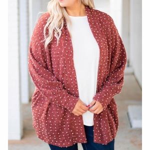 Polka dot burgundy cardigan